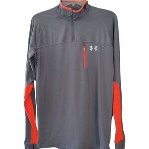 Under Armour 1/4 Zip Gray Orange Pullover Men's Small All Seasons Gear